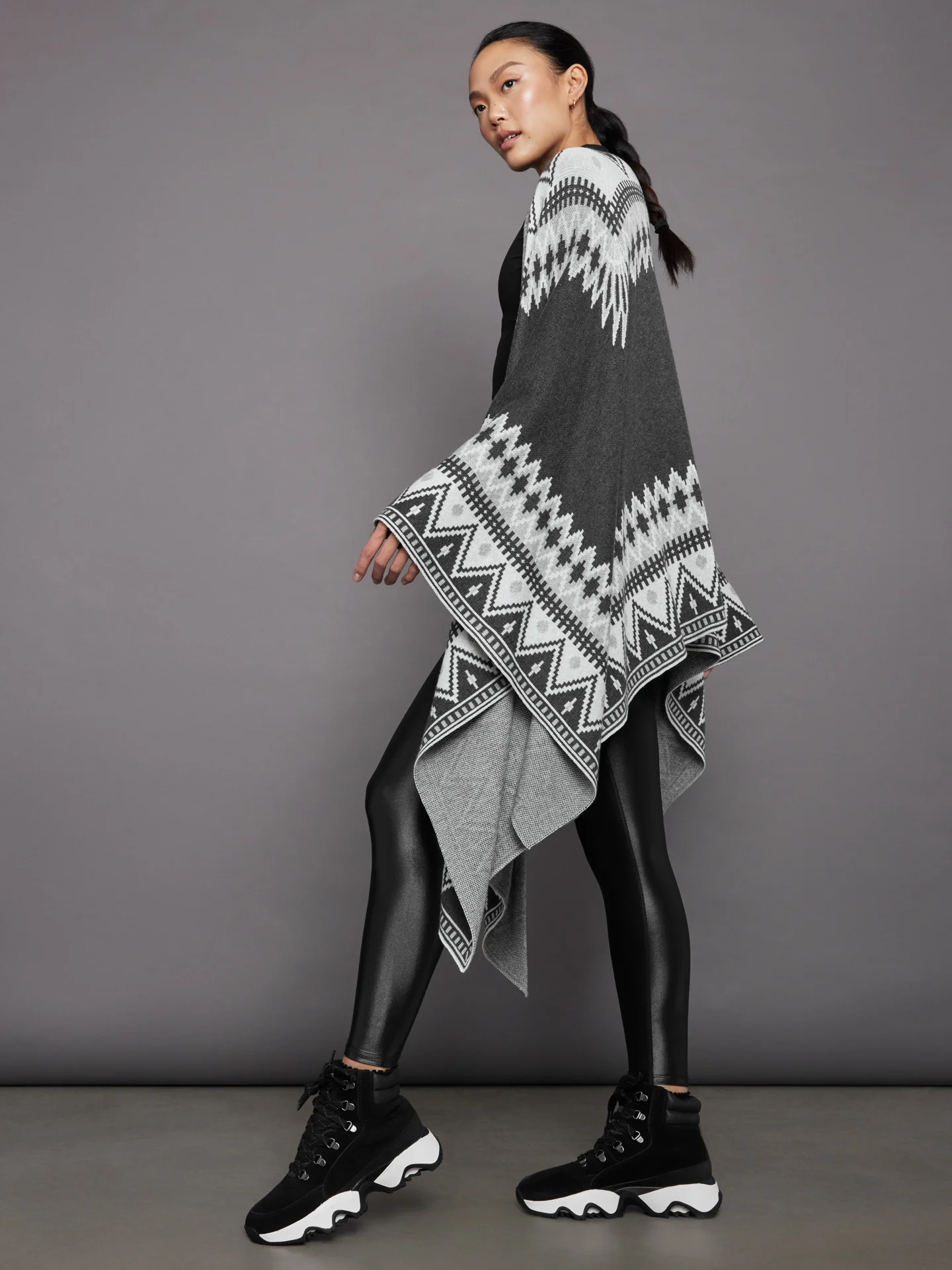 Sweater Poncho - Grey - Image 4