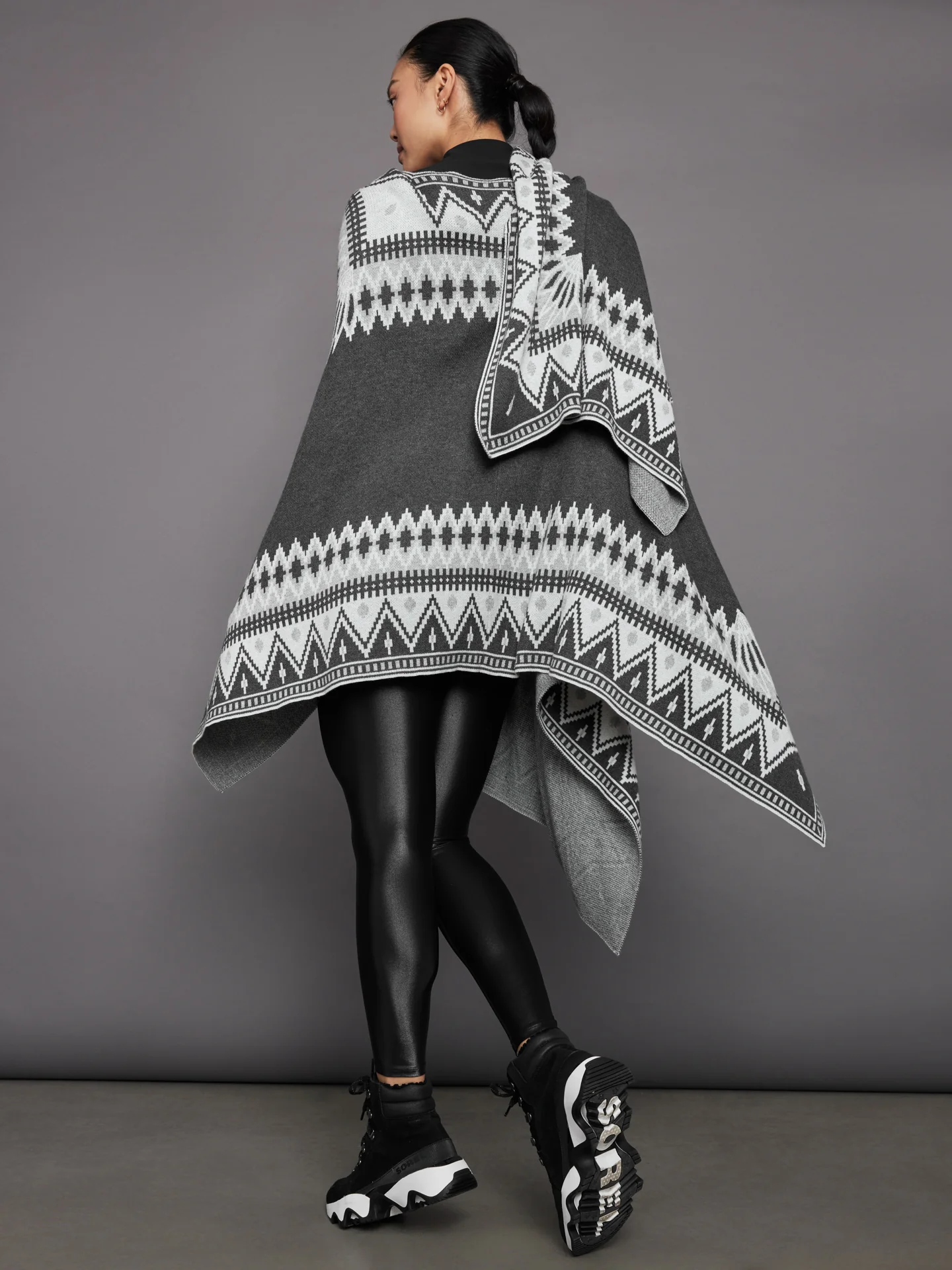 Sweater Poncho - Grey - Image 5