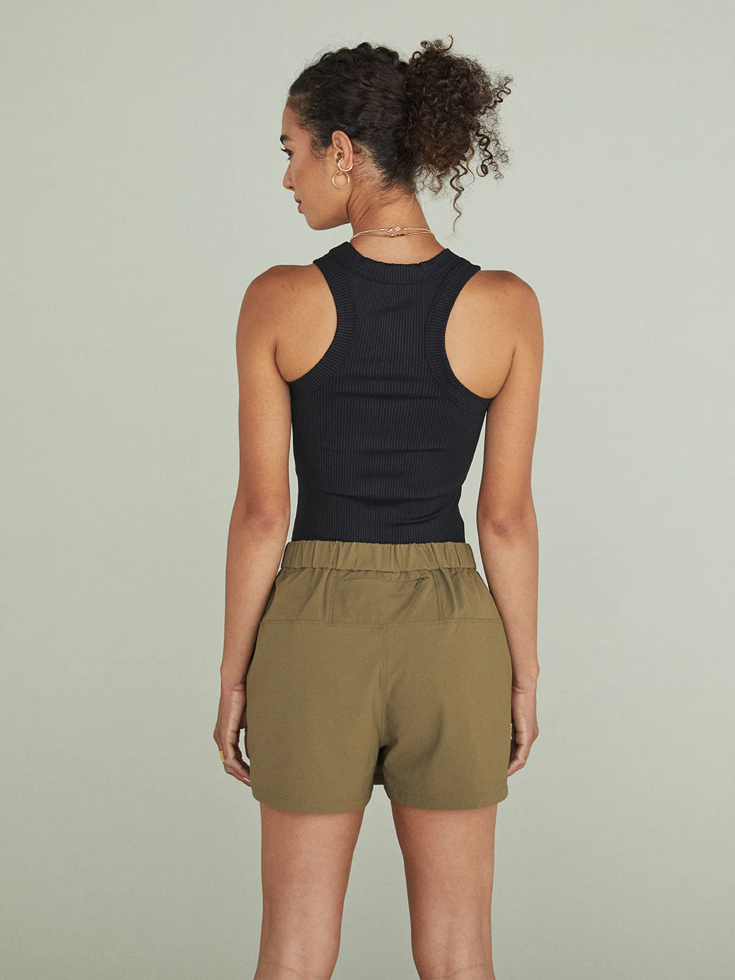 High Neck Ribbed Tank - Black - Image 5