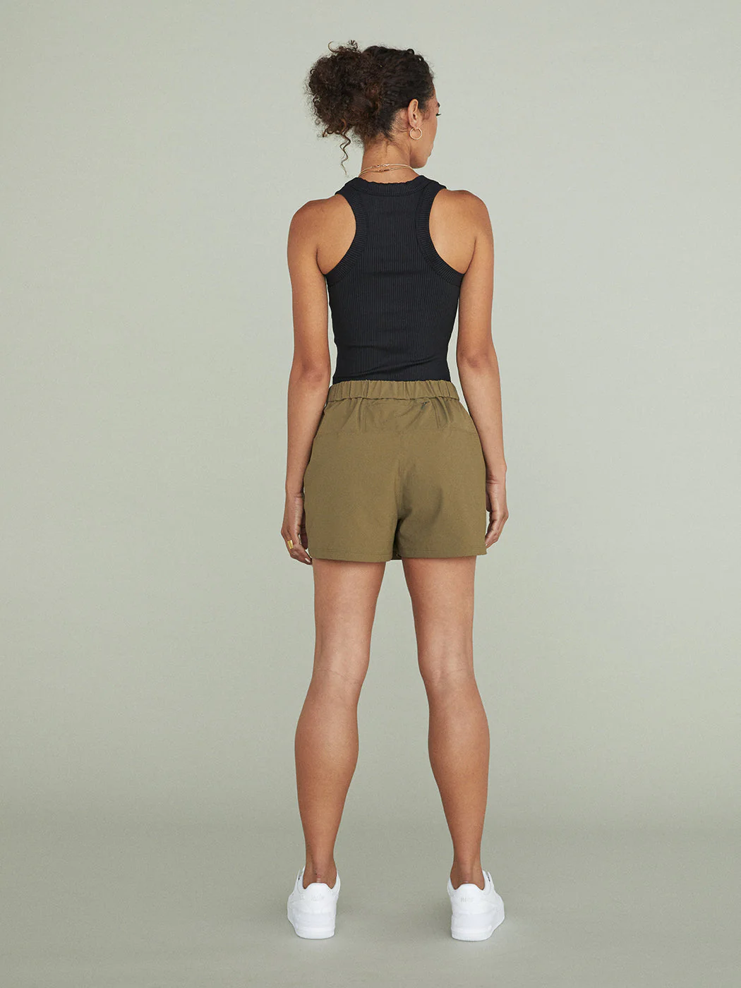 High Neck Ribbed Tank - Black - Image 7