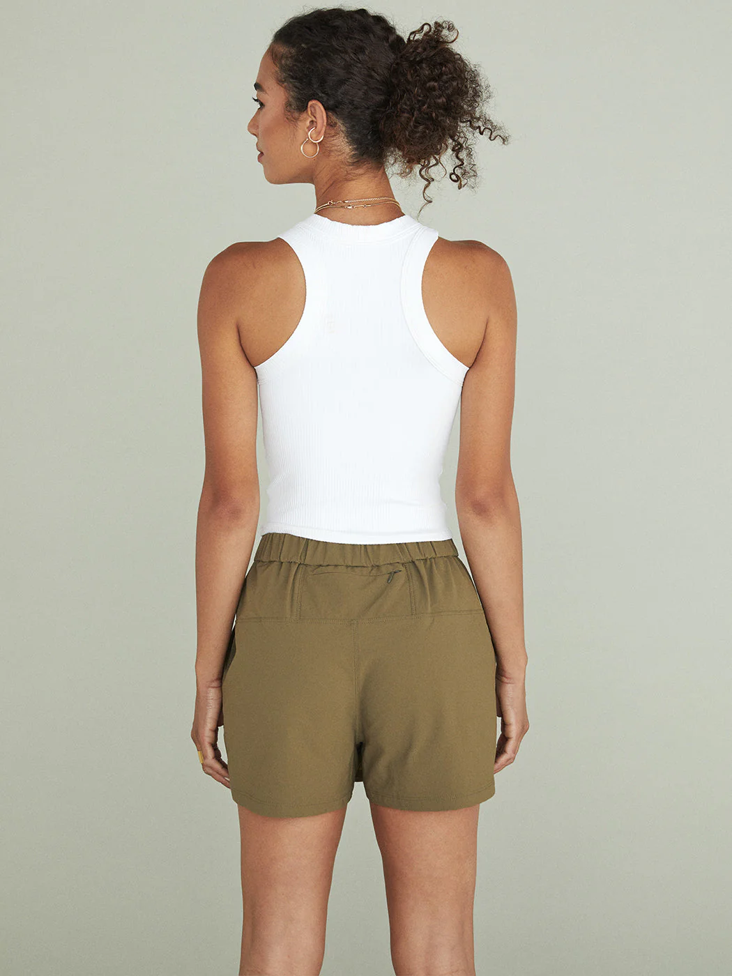 High Neck Ribbed Tank - White - Image 3