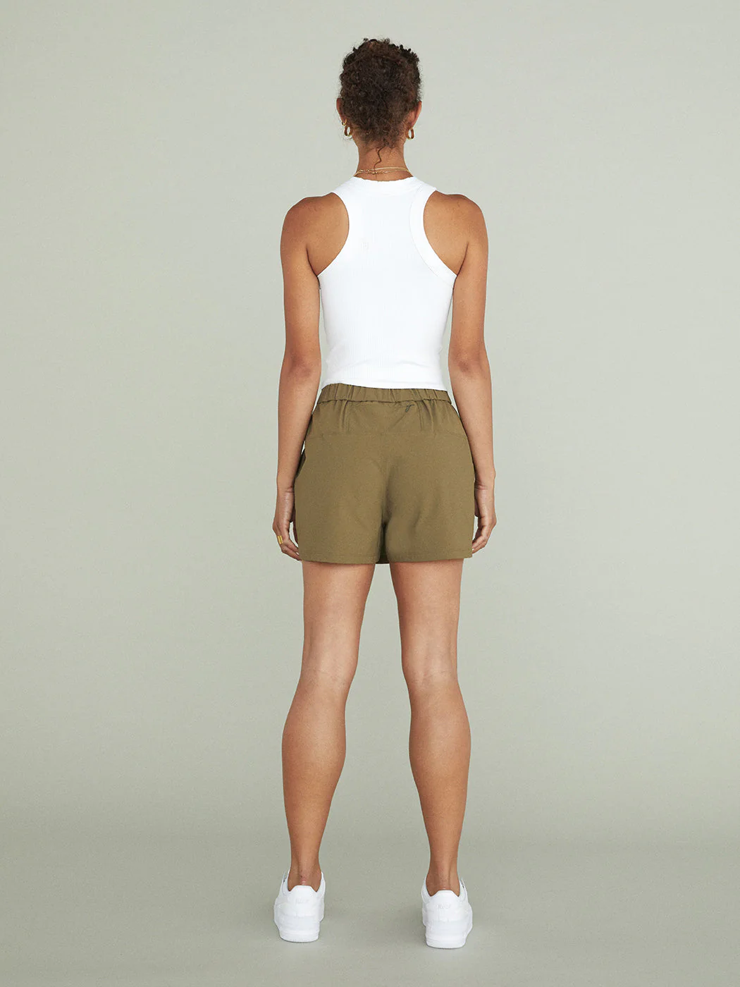 High Neck Ribbed Tank - White - Image 6