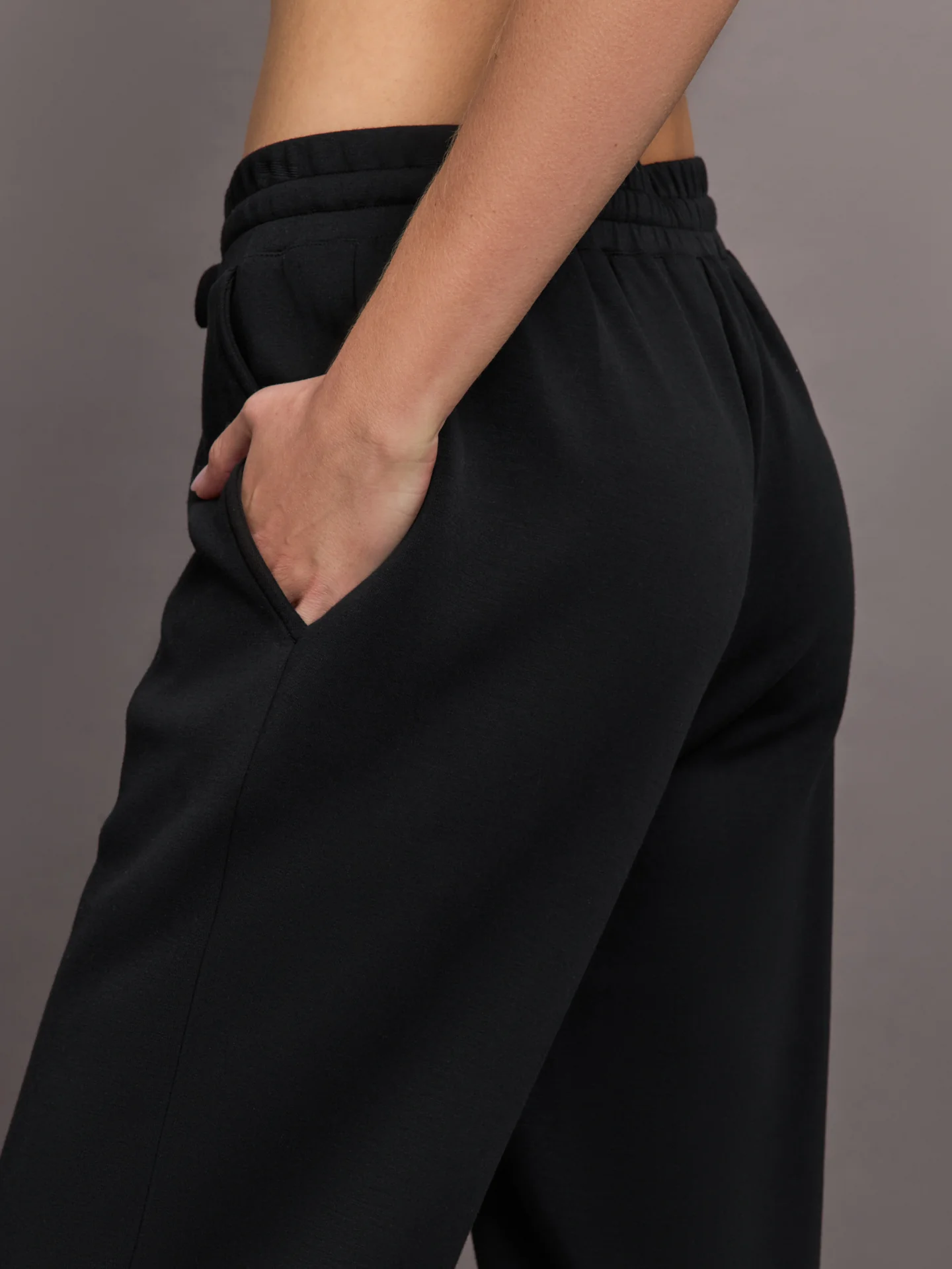 Tapered Leg Jogger in Interlock - Black - Image 5