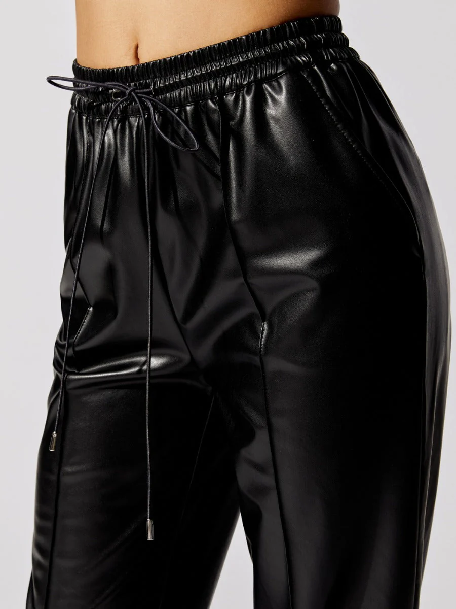 Tay Vegan Leather Jogger - Black - Image 5