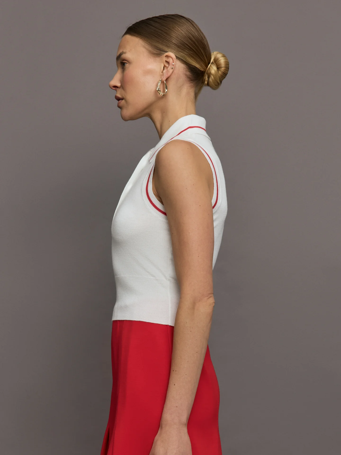 Tennis Sleeveless Polo - White / Bittersweet - Image 3