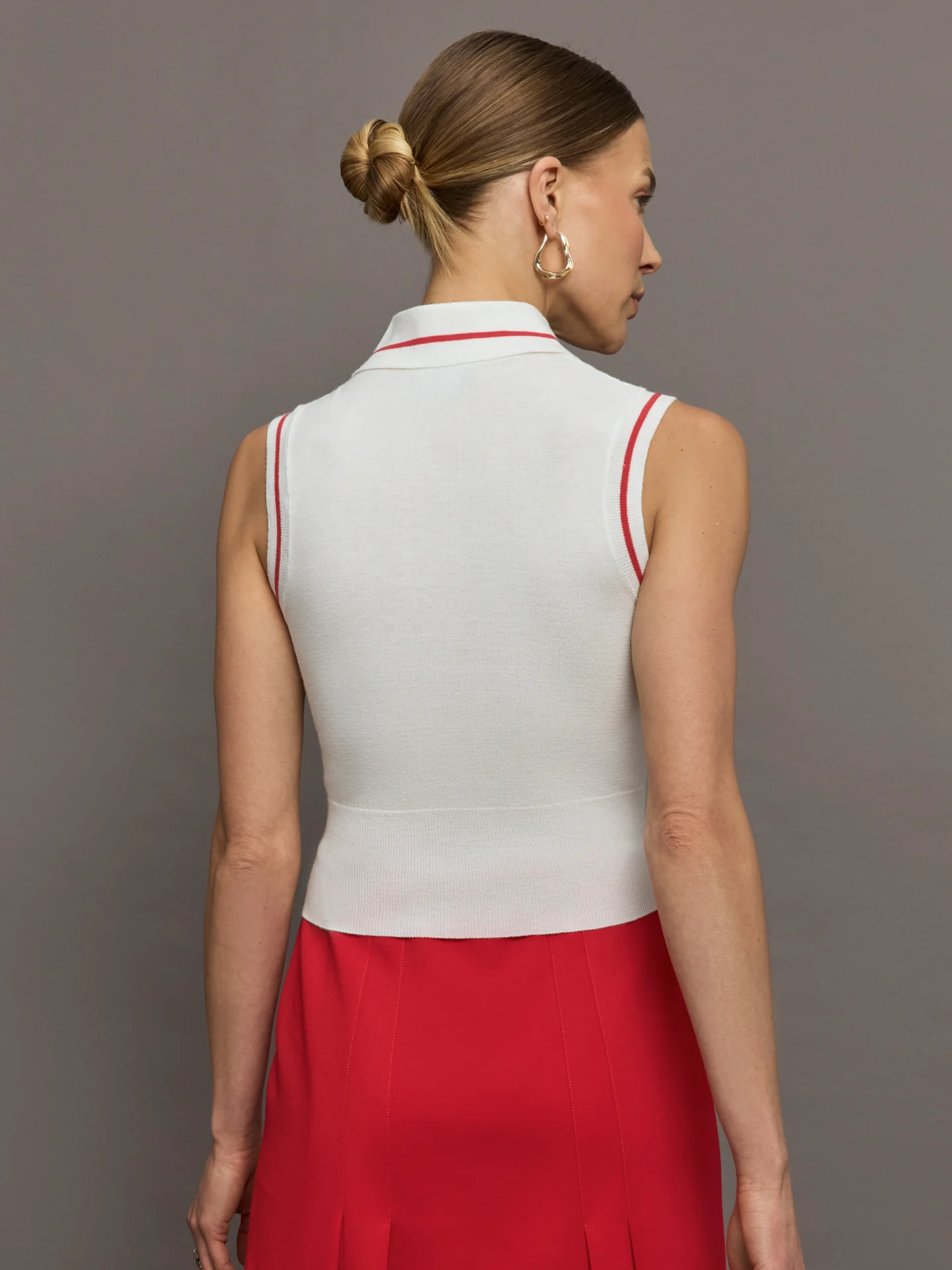 Tennis Sleeveless Polo - White / Bittersweet - Image 4