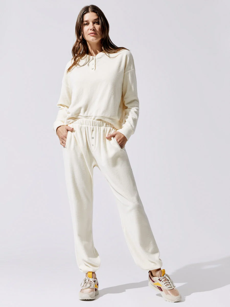 Terry Henley Sweatpant - Creme - Image 5