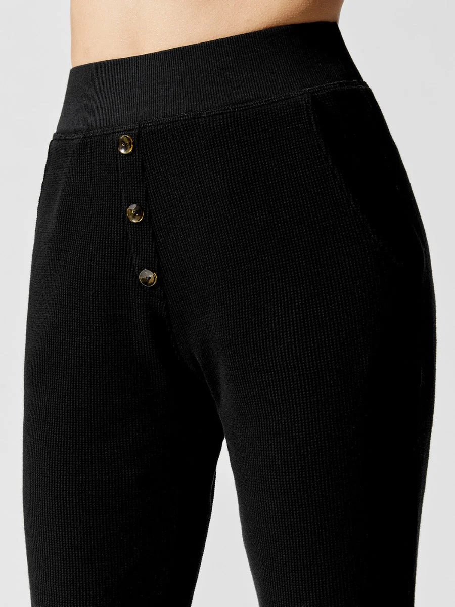 Thermal Henley Sweatpant - Black - Image 4