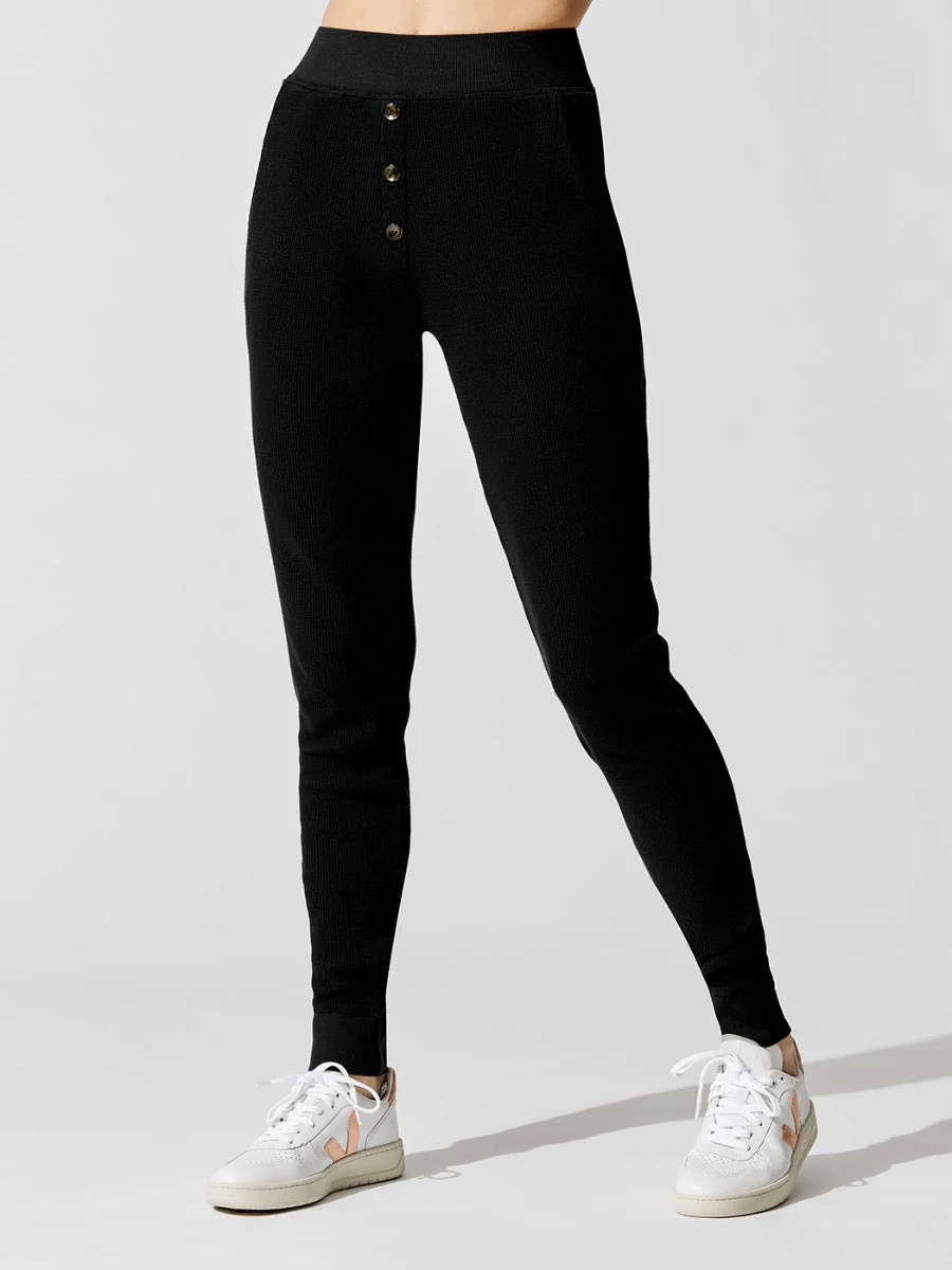 Thermal Henley Sweatpant - Black - Image 5