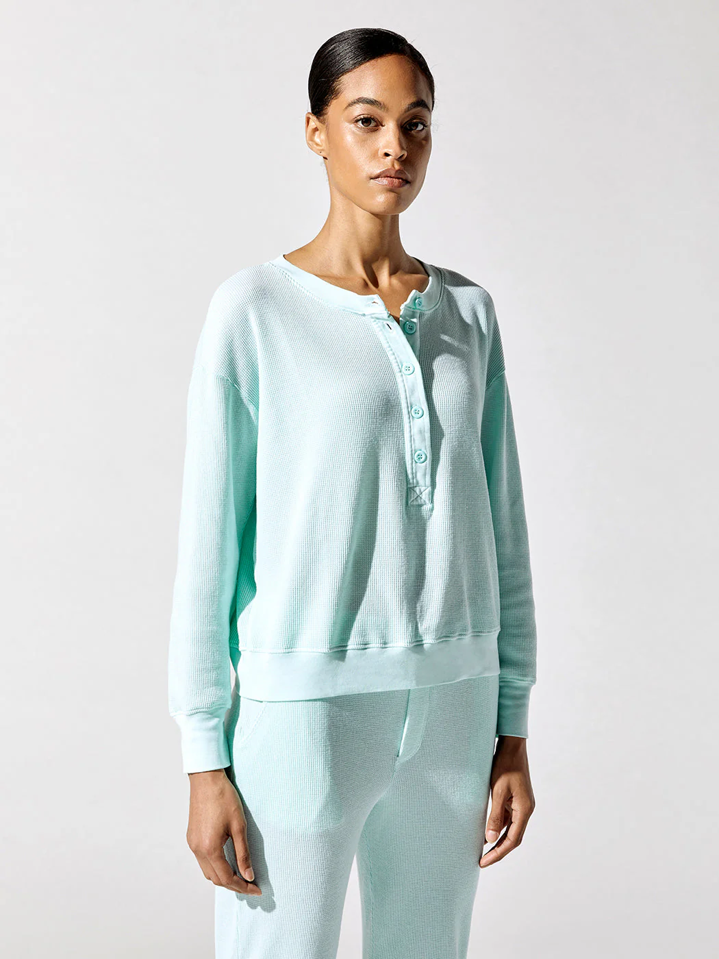 Thermal Henley Sweatshirt - Mist - Image 4