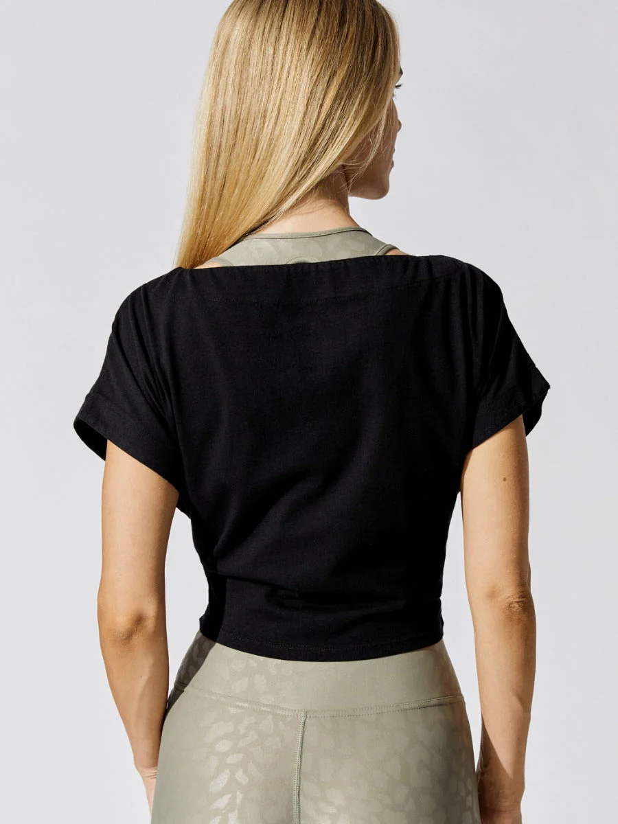 Tie Front Tee - Black - Image 4