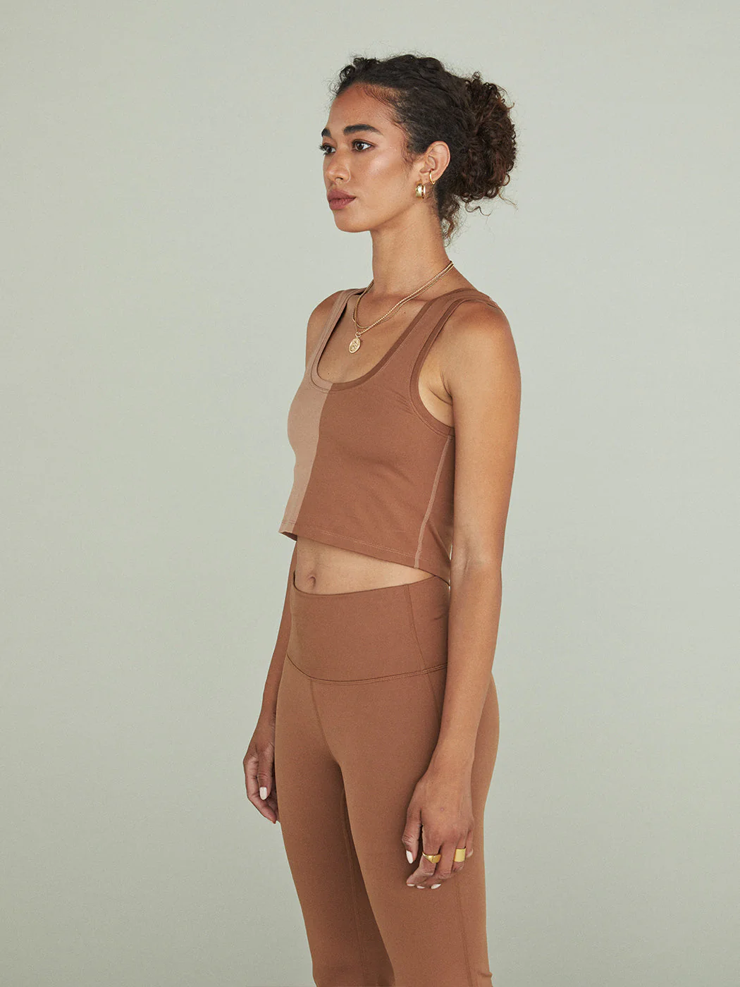 TLC Colorblock Crop Bralette - 2-Tone Camel/Aztec - Image 3