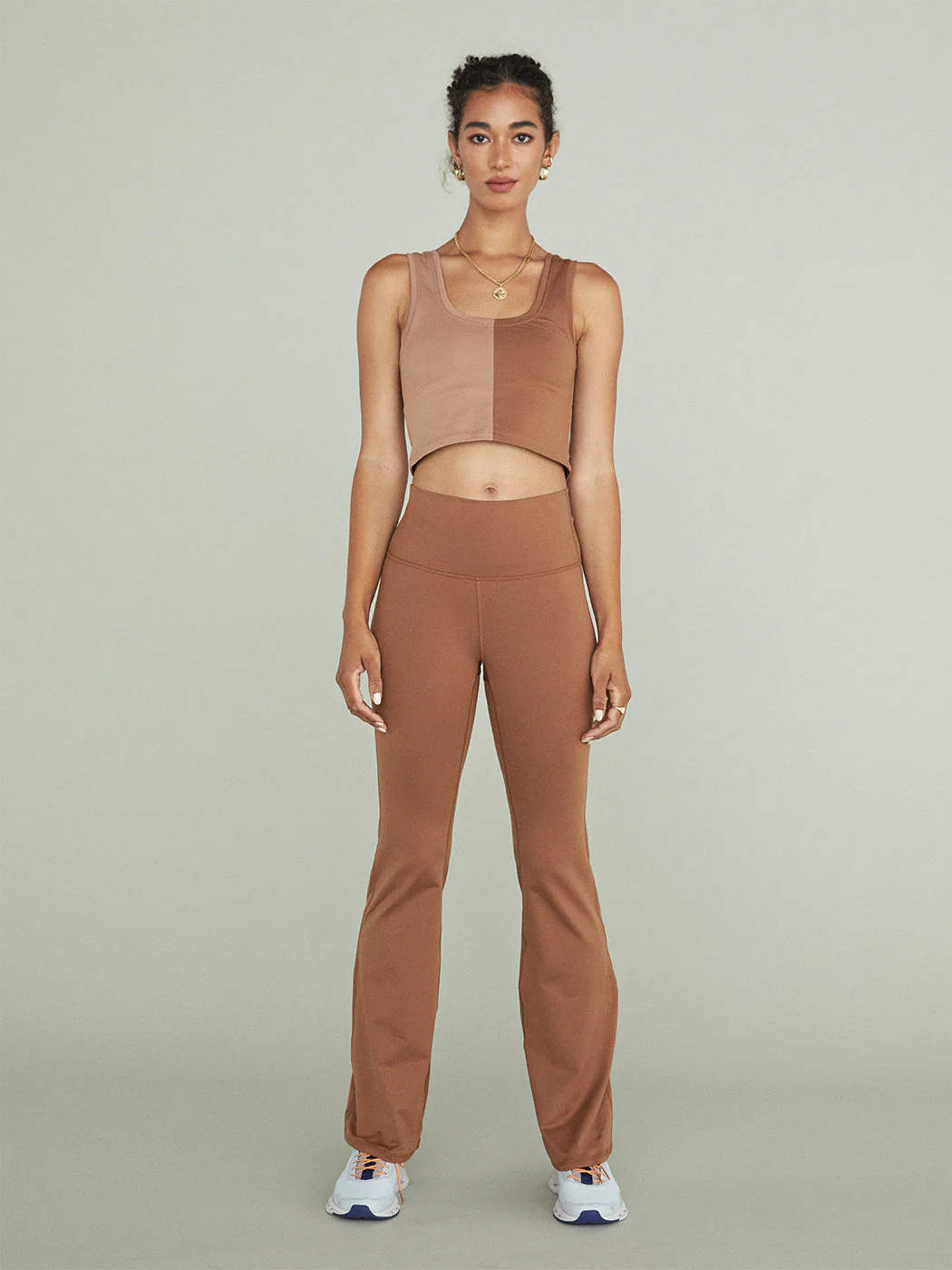 TLC Colorblock Crop Bralette - 2-Tone Camel/Aztec - Image 5