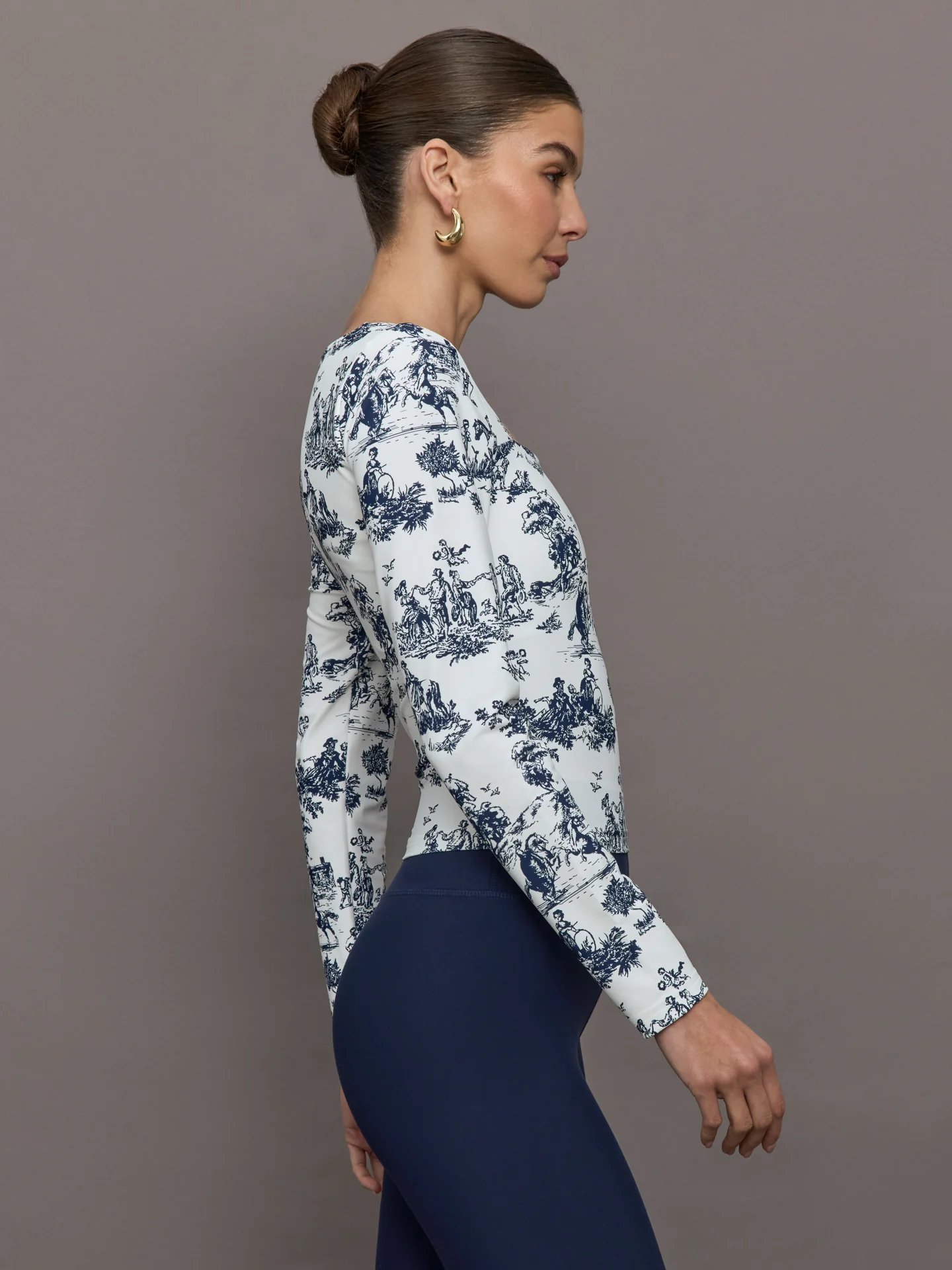 Toile Long Sleeve Top - Navy Toile - Image 3