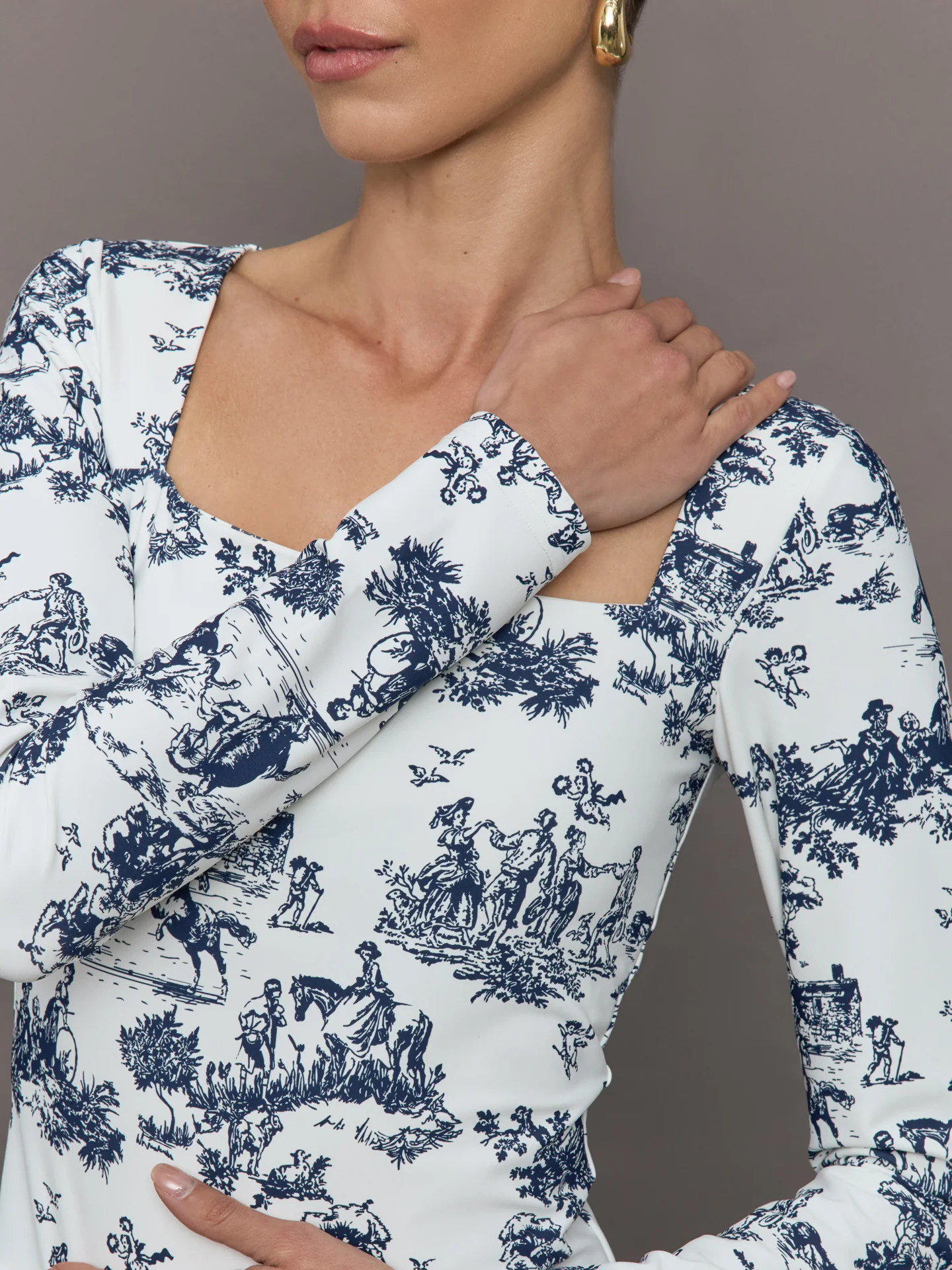 Toile Long Sleeve Top - Navy Toile - Image 5