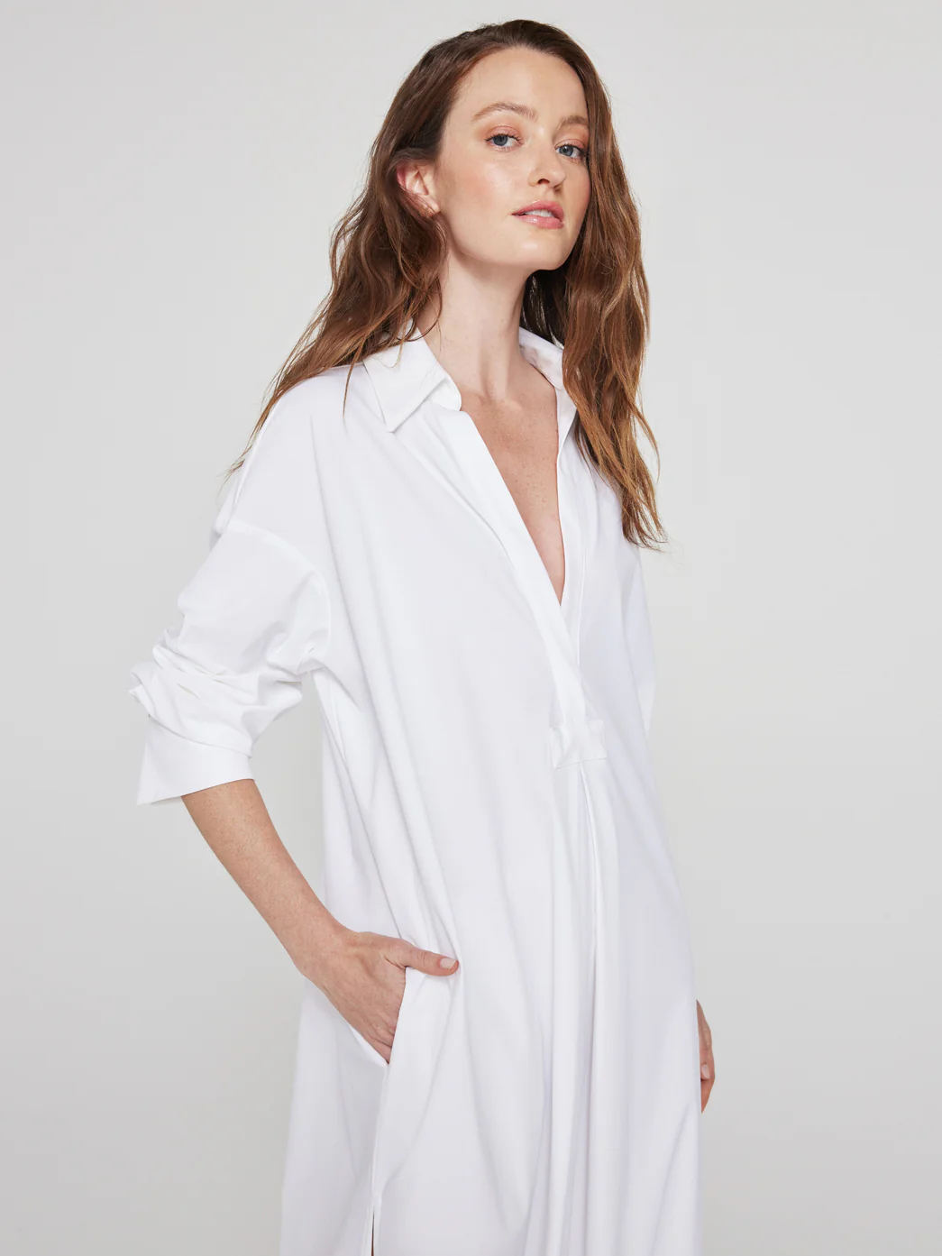 Tropez Oversized Shirt Dress - White - Image 3