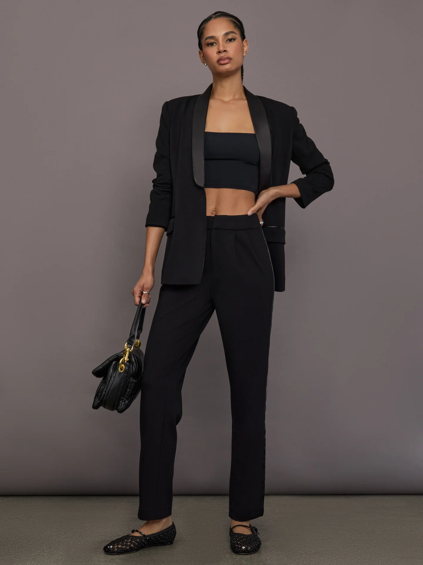 Tuxedo Blazer in Scuba - Black - Image 2