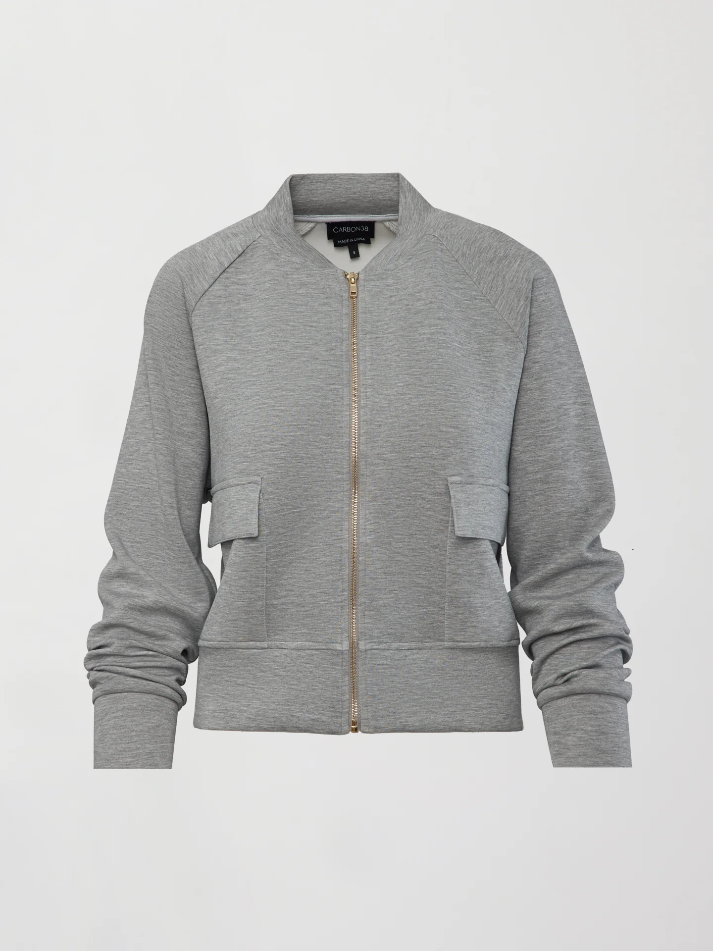 Knit Bomber Jacket in Modal Luxe - Heather Grey - Image 6