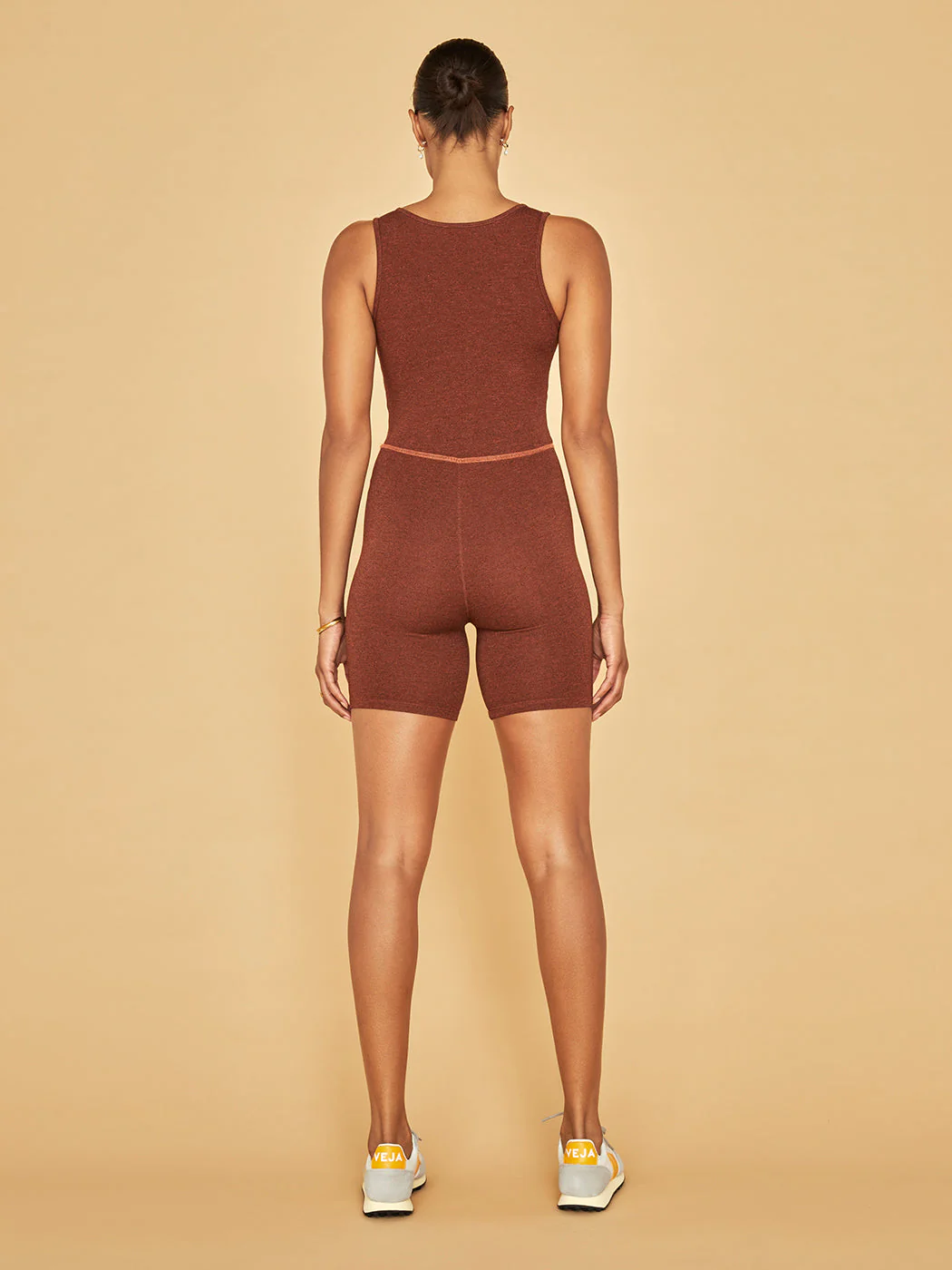 V-Neck Athletic Romper - Rust - Image 9