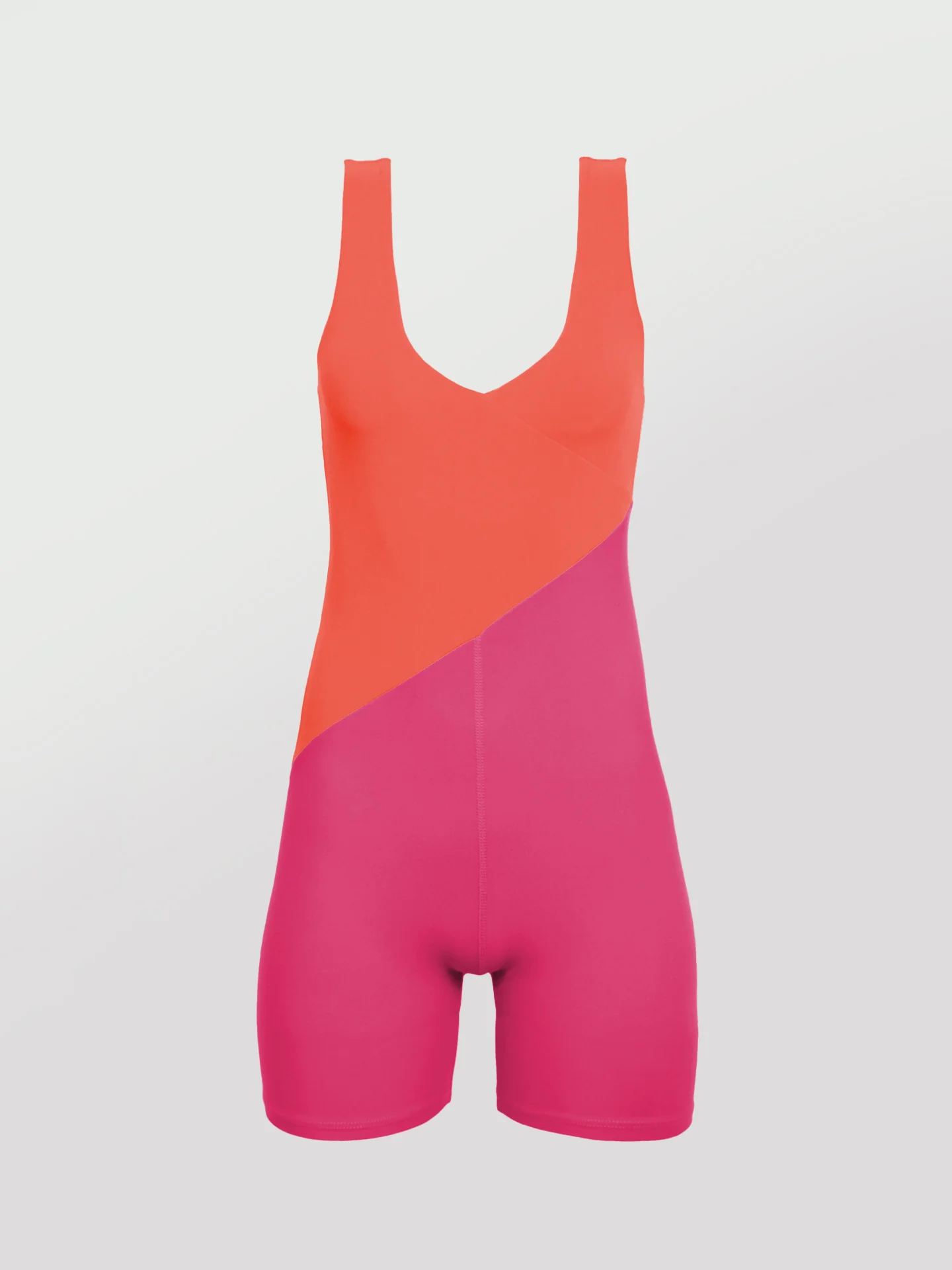 V-NECK SHORT JUMPSUIT - FUCHSIA PURPLE / CAYENNE - Image 6