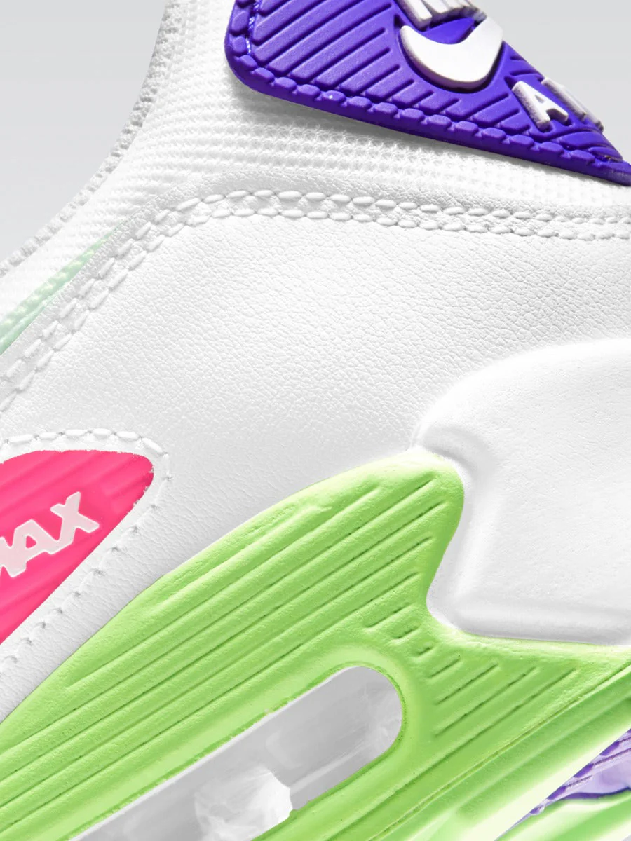 Air Max 90 Sneaker - White/Volt-Indigo Burst-Pink Blast - Image 7