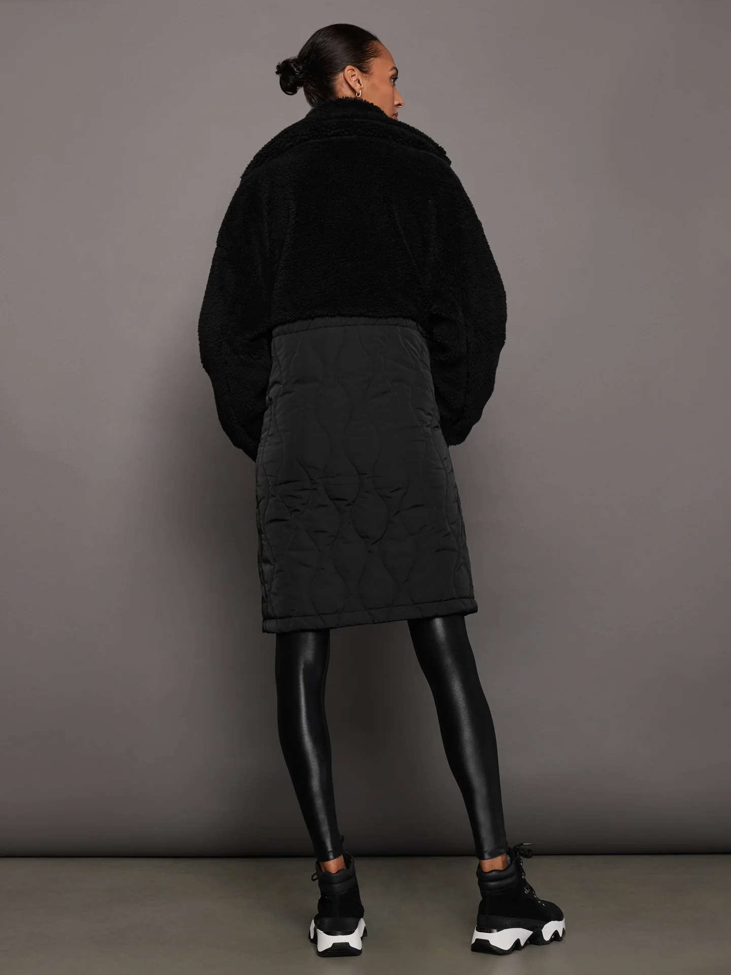 Walsh Quilt Sherpa Coat - Black - Image 3