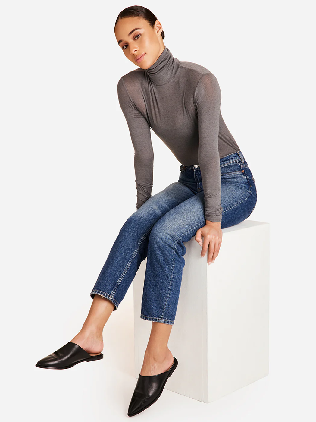 Washable Cashmere Turtleneck - Grey - Image 4