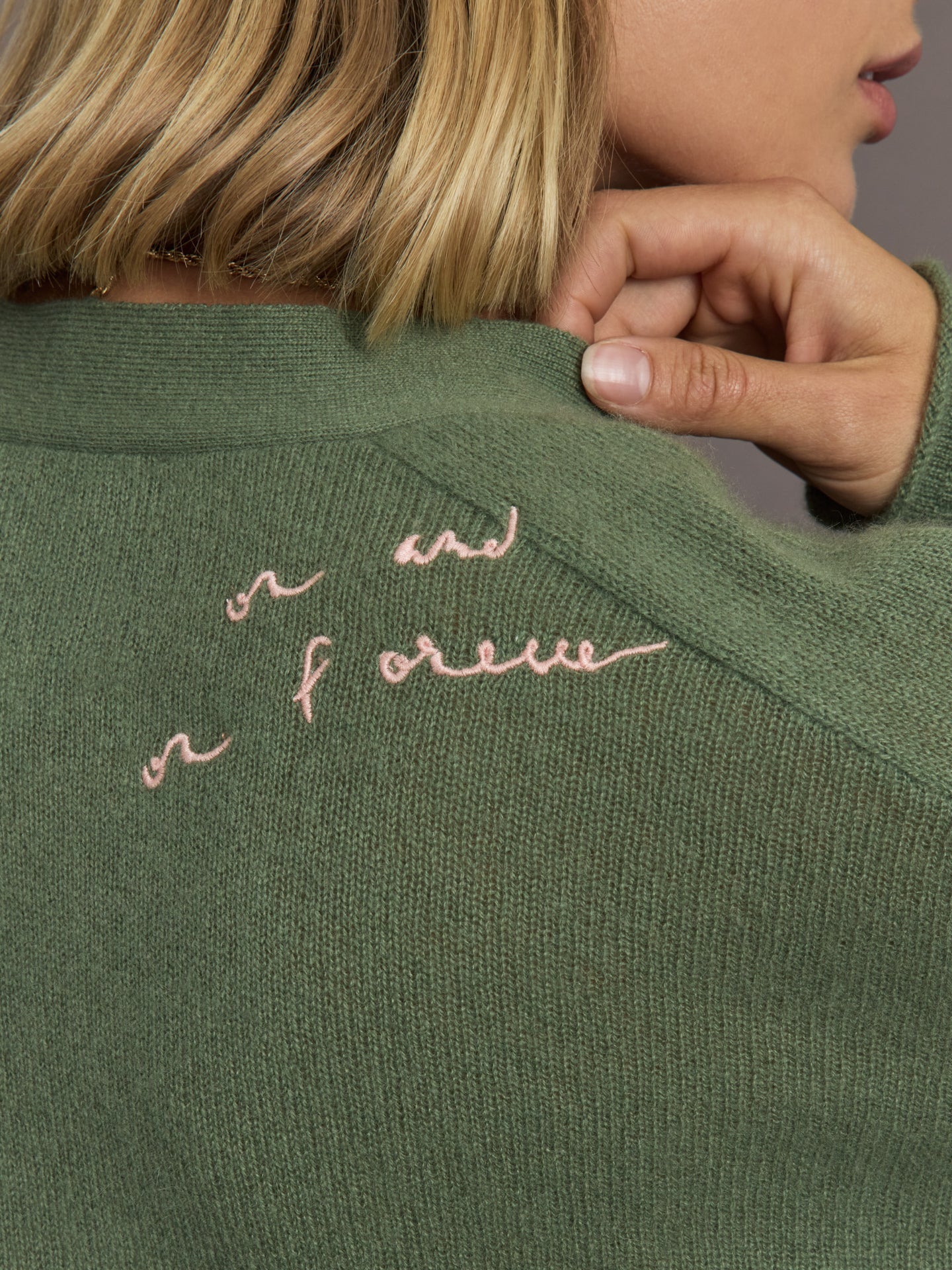 Whisper Featherweight Cardigan - Army Green - Image 2