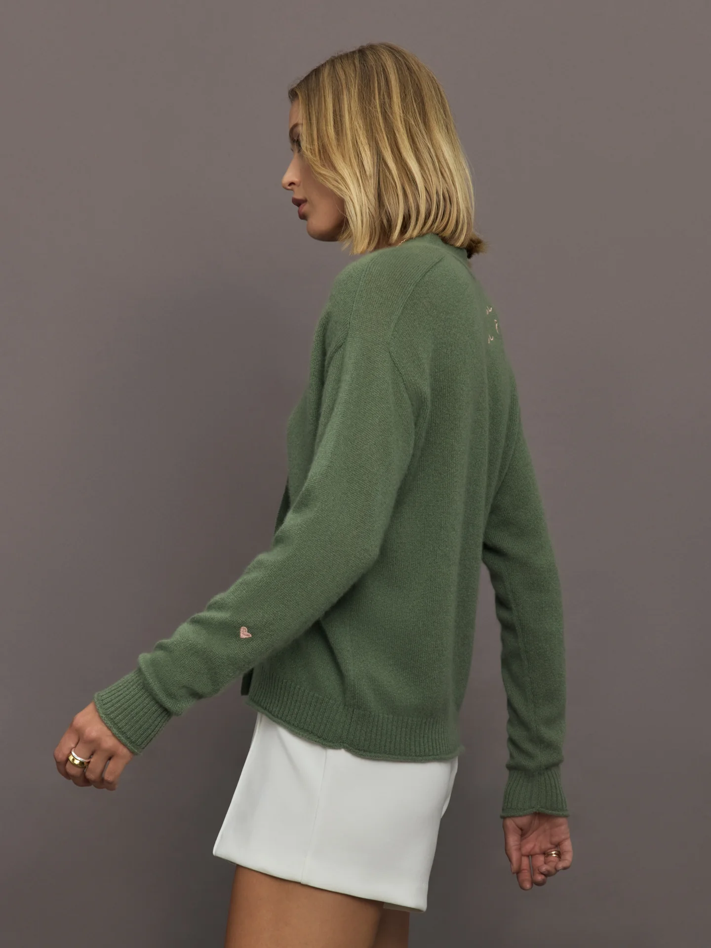 Whisper Featherweight Cardigan - Army Green - Image 4