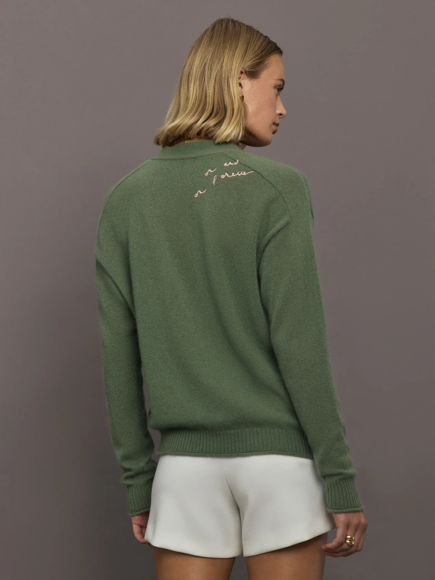 Whisper Featherweight Cardigan - Army Green - Image 5