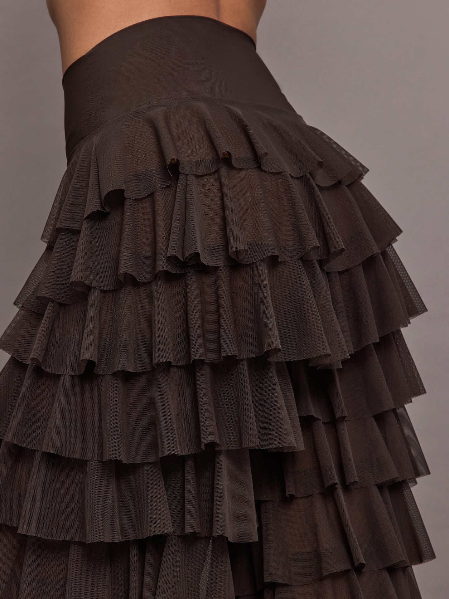 Wide Leg Ruffle Pant - Espresso - Image 5