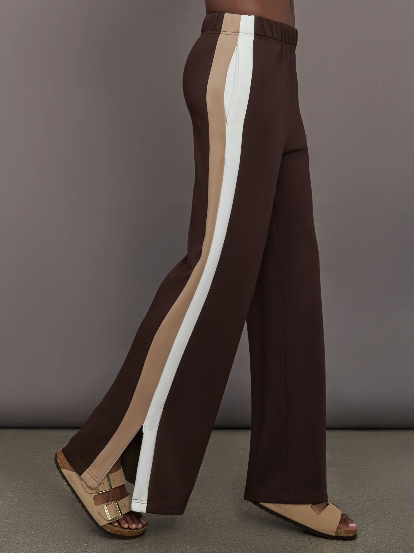 Wide Leg Track Pant in Scuba - Chocolate Torte - Image 3