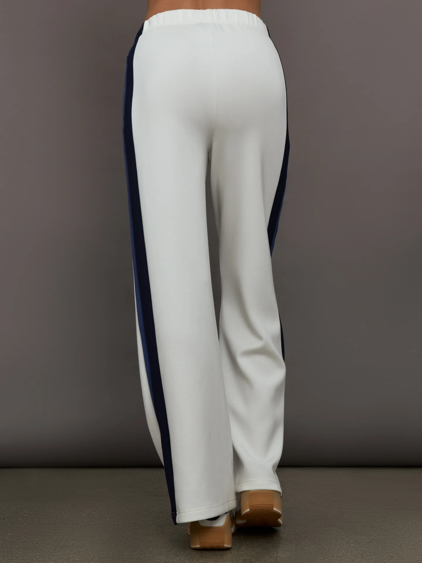Wide Leg Track Pant in Scuba - Ivory - Image 4