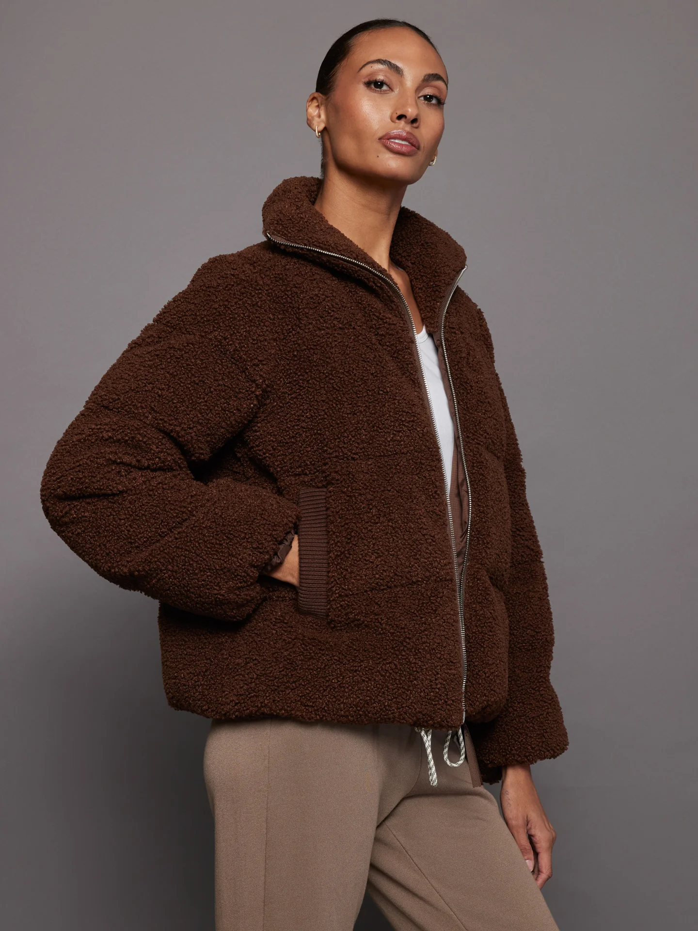 Wilkins Sherpa Puffer Jacket - Chestnut - Image 2