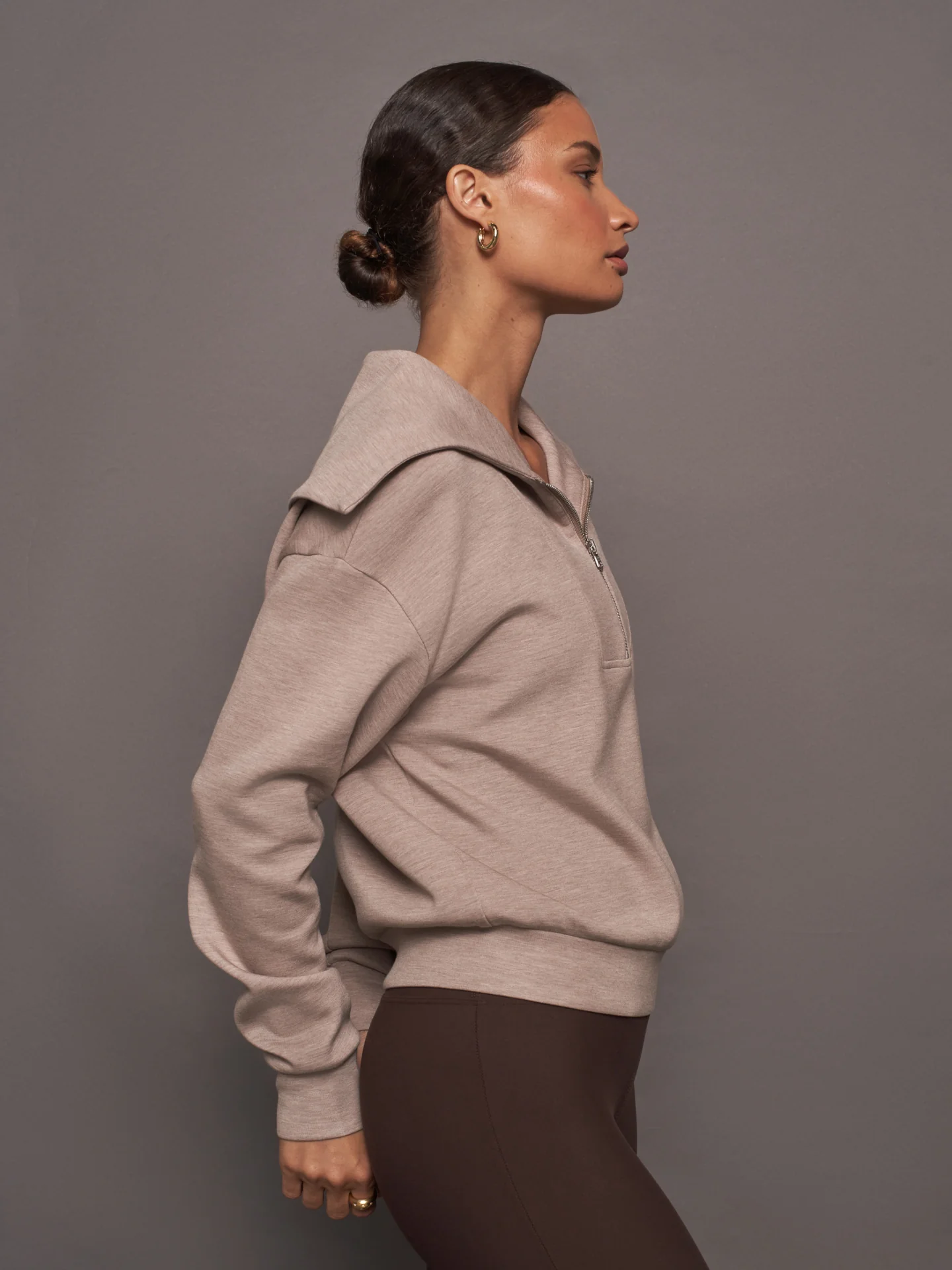 YATES HALF ZIP - TAUPE MARL - Image 2