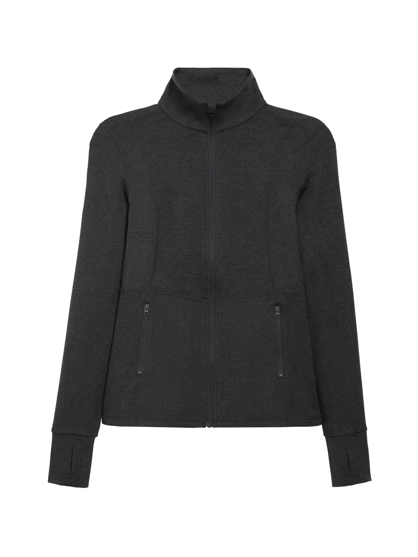 Zip Long Sleeve Run Top - Charcoal Heather - Image 6